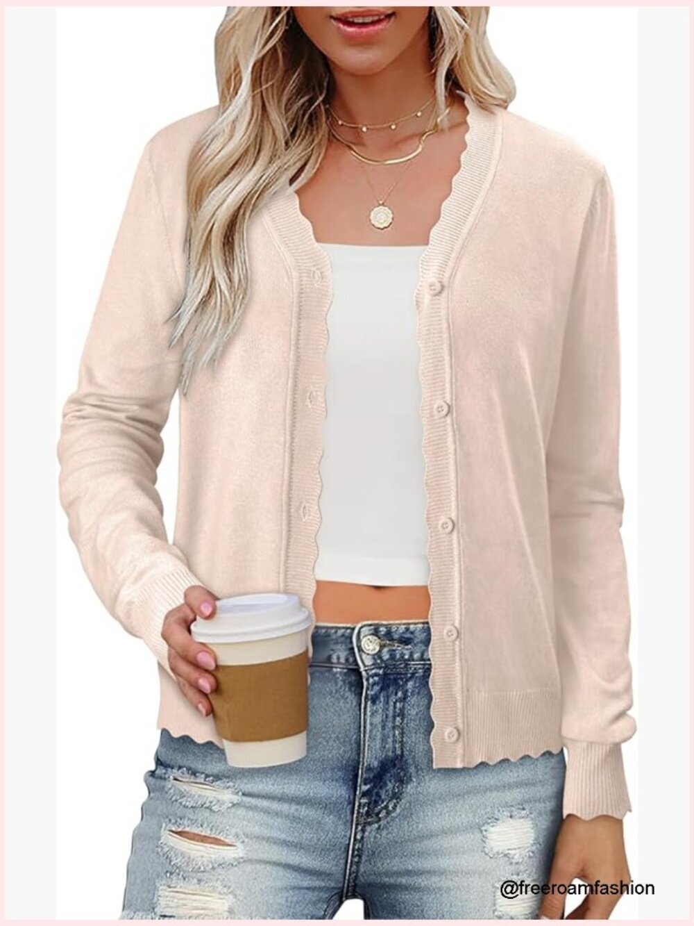 Long Sleeve Button Down V-Neck Cardigan Open Front Knit Sweater Work Trendy